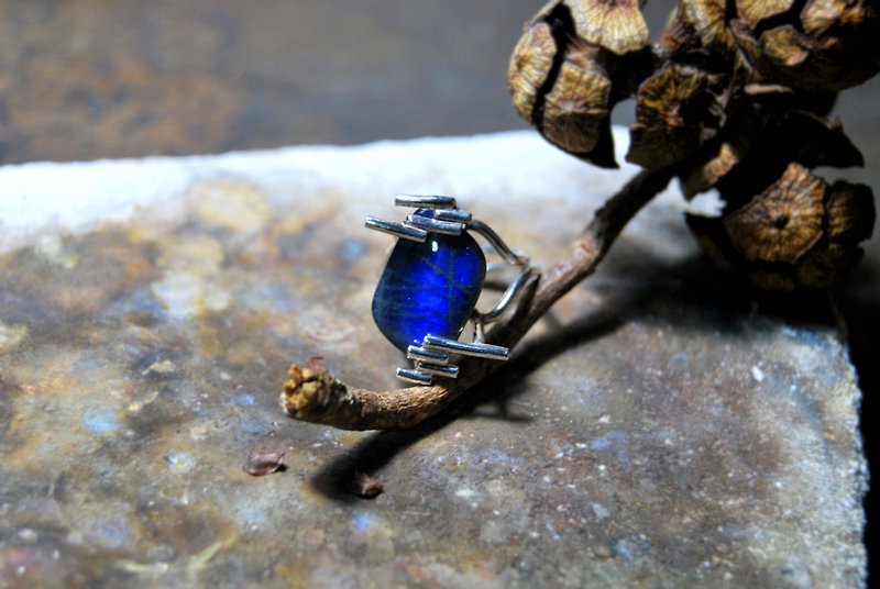 Gemstone General Rings Blue - Natural ore/Labradorite/Labradorite/Pure silver ring