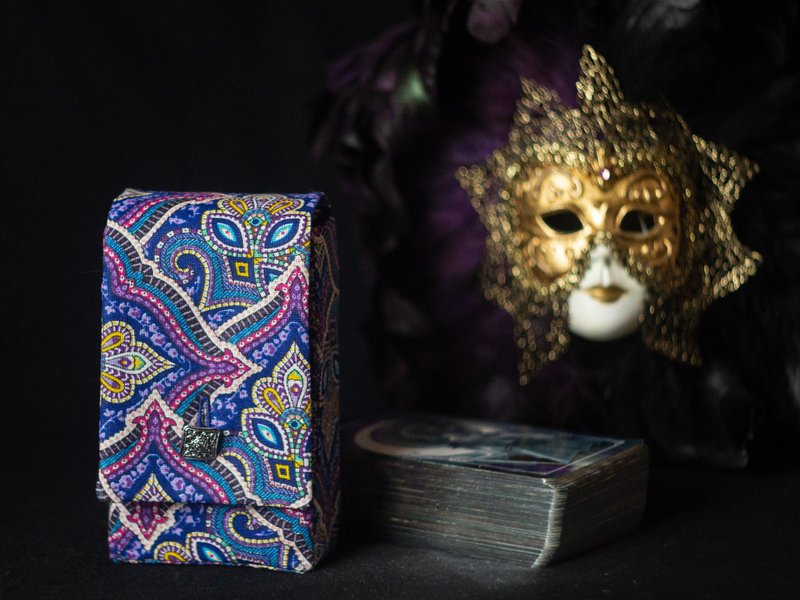 Venetian Blue Cotton Tarot Cards Case Oracle Deck Pouch Tarot Deck Holder - อื่นๆ - ผ้าฝ้าย/ผ้าลินิน สีน้ำเงิน