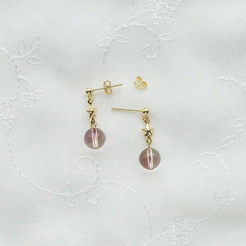 Antique Pink Swarovski crystals silver handmade earrings - ต่างหู - เครื่องเพชรพลอย สึชมพู