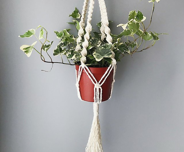 リネン織り鉢植え植物ハンギングバスケット 緑の葉植物 シダ エアパイナップル ショップ Nani Home 観葉植物 Pinkoi