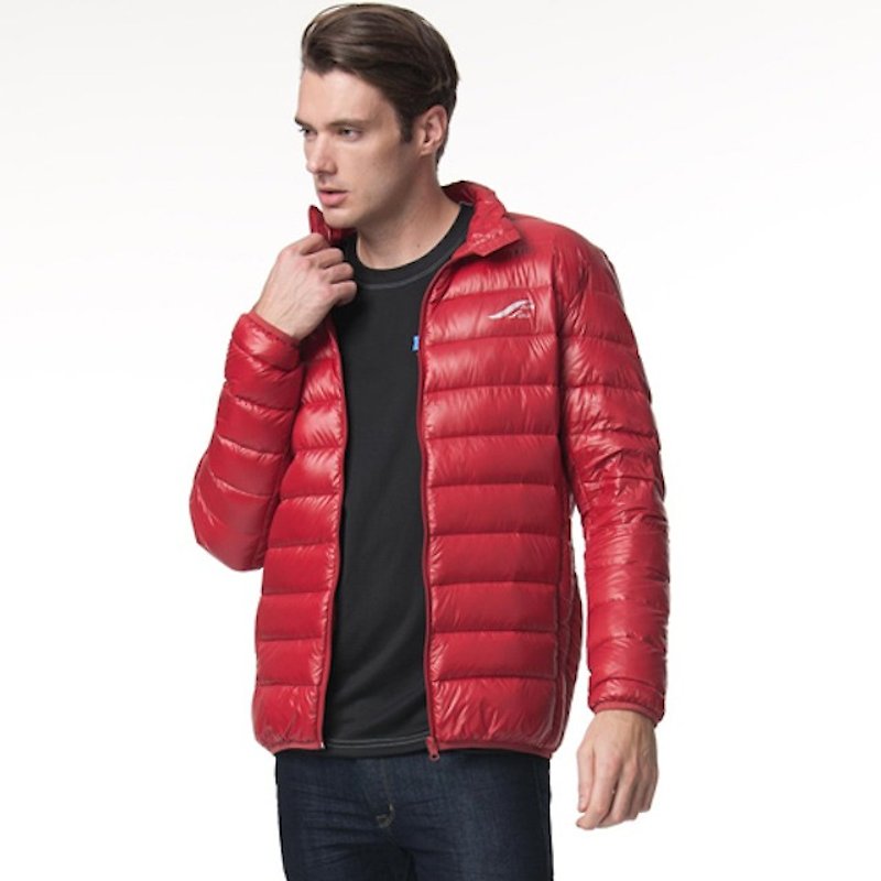 超輕量保暖羽絨 外套 - 男夾克/外套 - 聚酯纖維 紅色