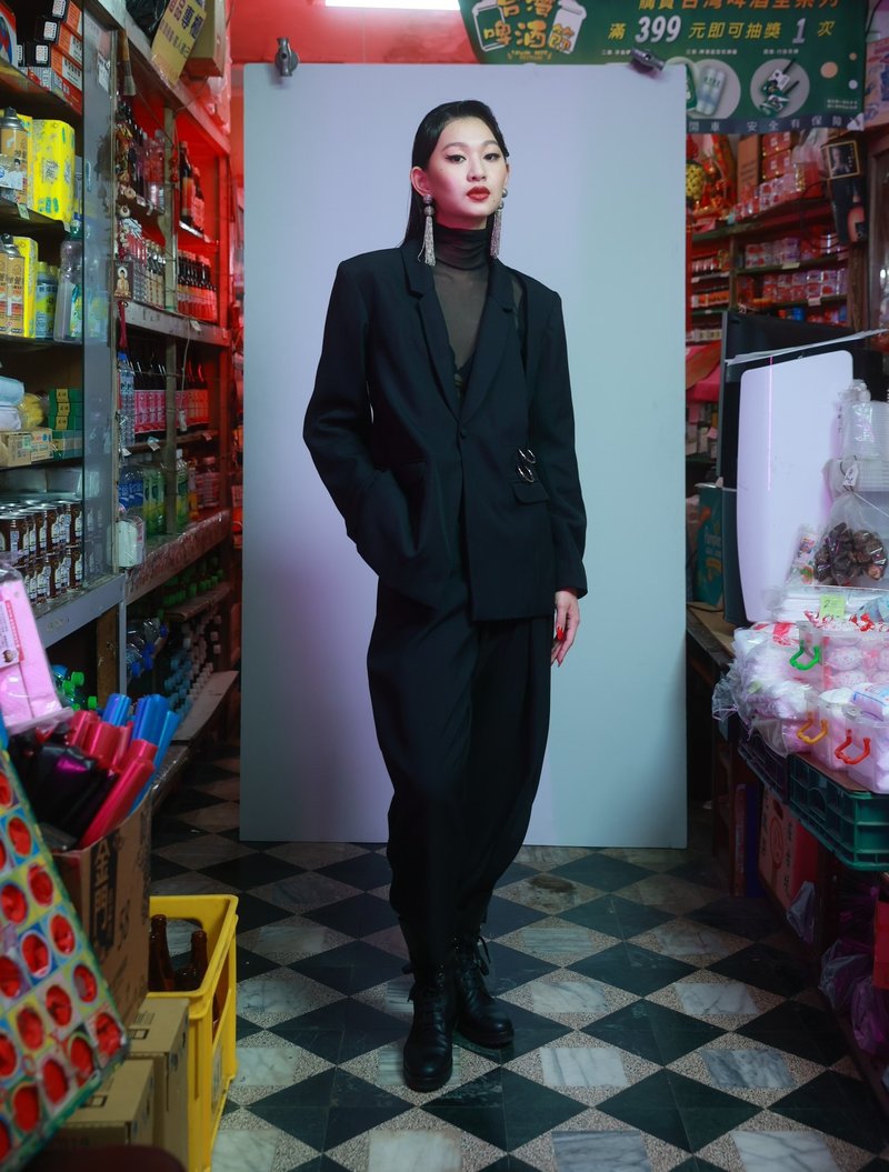 21AW 直解構Grunge西裝 - 女西裝外套 - 羊毛 黑色