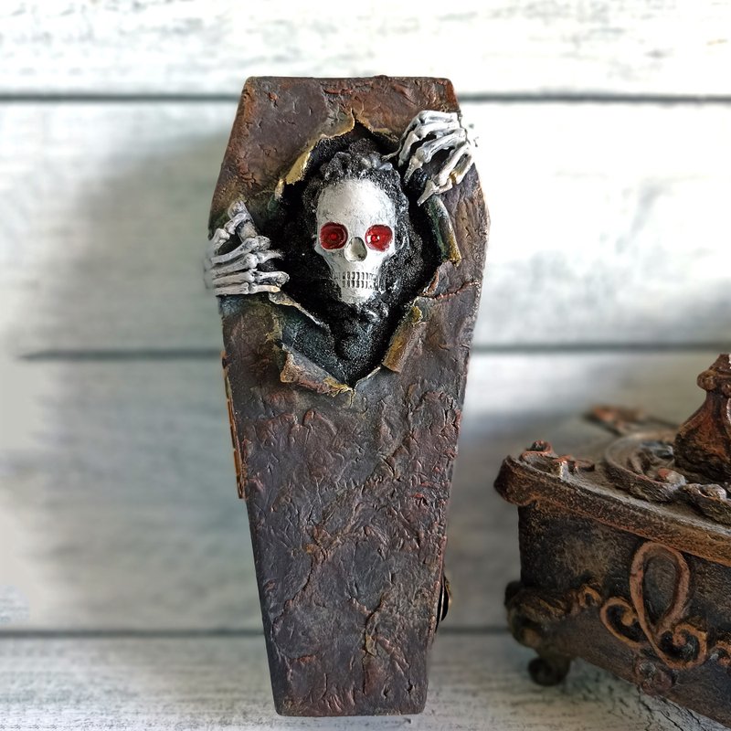 Jewelry box in Miniature coffin style, Jewelbox - coffin, Diorama,Creepy, Horror - Other - Wood Black