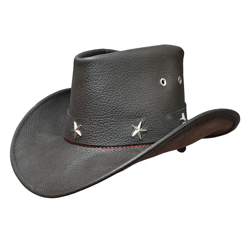 Sheriff Leather Hat - หมวก - หนังแท้ สีดำ