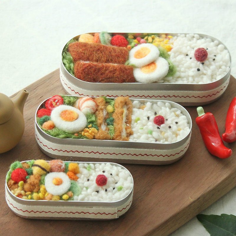 Sold Out Appreciation | Heart-warming Bento, Eat a Good Food Series Brooch/Pin/Magnet/Fridge Magnet - Brooches - Wool Multicolor