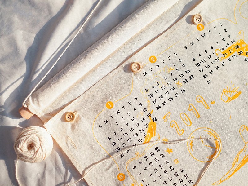 ローリングウォールカレンダー|シルク印刷2019布壁カレンダー年間カレンダーカレンダー