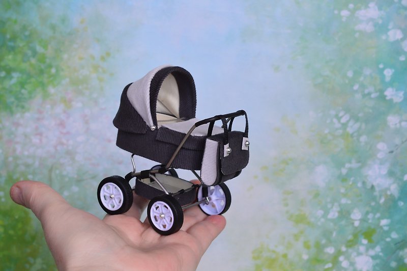 Miniature Baby  Stroller 12th scale, Miniature for dollhouse,