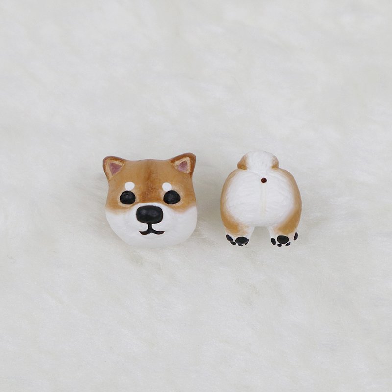 Shiba Inu Head/Ass-Classic-Earrings/ Clip-On/Collar Pins/Mask Magnetic Buckles/Necklaces/Rings