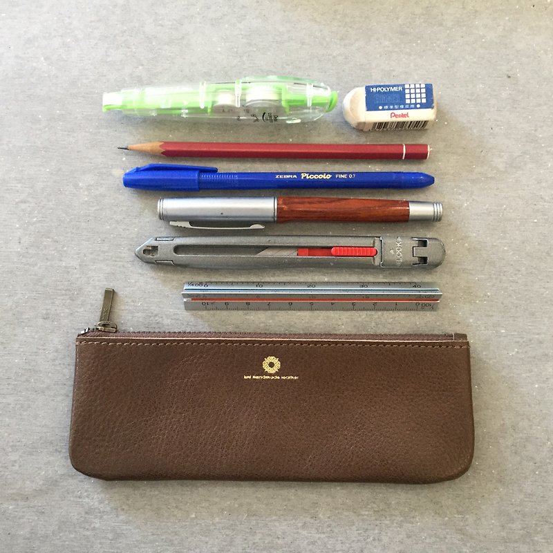 isni multipurpose bag for stationery/ pencil case/pencil bag/handmade /sheepskin - Pencil Cases - Genuine Leather Black