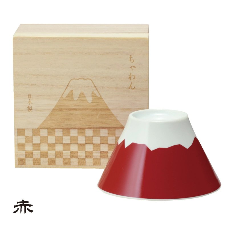 木盒裝富士山碗(紅富士) - 碗 - 瓷 多色