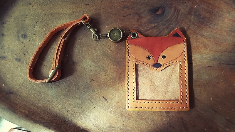 Naughty and cute fox pure cowhide telescopic identification card / leisure card holder (birthday, Valentine&#39;s gift)