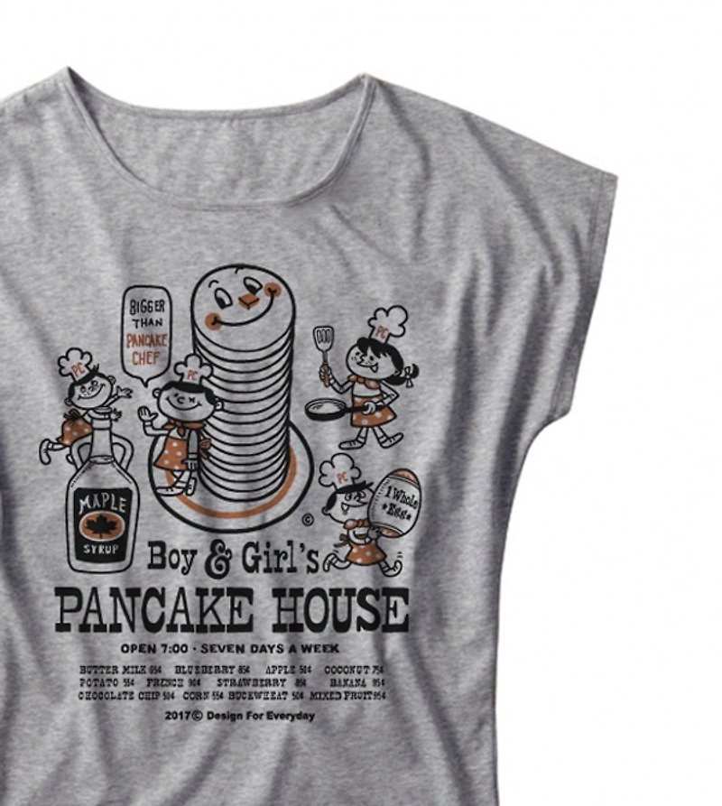 Boy & Girl's pancake Dolman T-shirt female ML 【Custom order】 - เสื้อผู้หญิง - ผ้าฝ้าย/ผ้าลินิน สีเทา