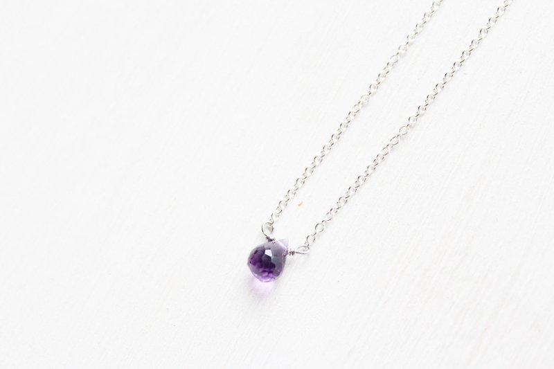 【FEBRUARY 2-birthstone-Amethyst】lucky clavicle silver necklace (adjustable)