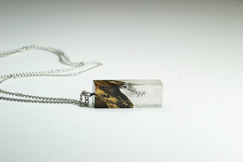 Glow in the dark with Your Signature x Darkness necklace (from Burl wood) - Necklaces - Wood Black