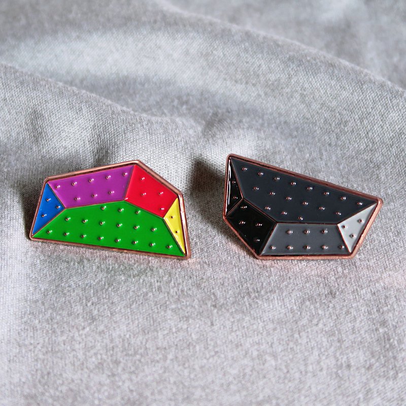 クワッドボリューム エナメルピン – クライマー＆ボルダラーへのギフト – 攀岩針 – 등반 クライミング - ピンバッジ・ピンズ - 金属 多色