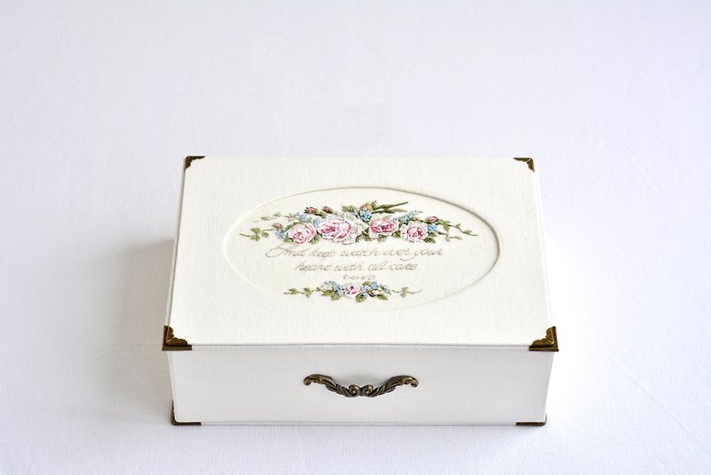 Wedding keepsake box, Memory box, Memory keepsake, Memory box gift, romantic box - 居家收納/收納盒/收納用品 - 亞麻 白色