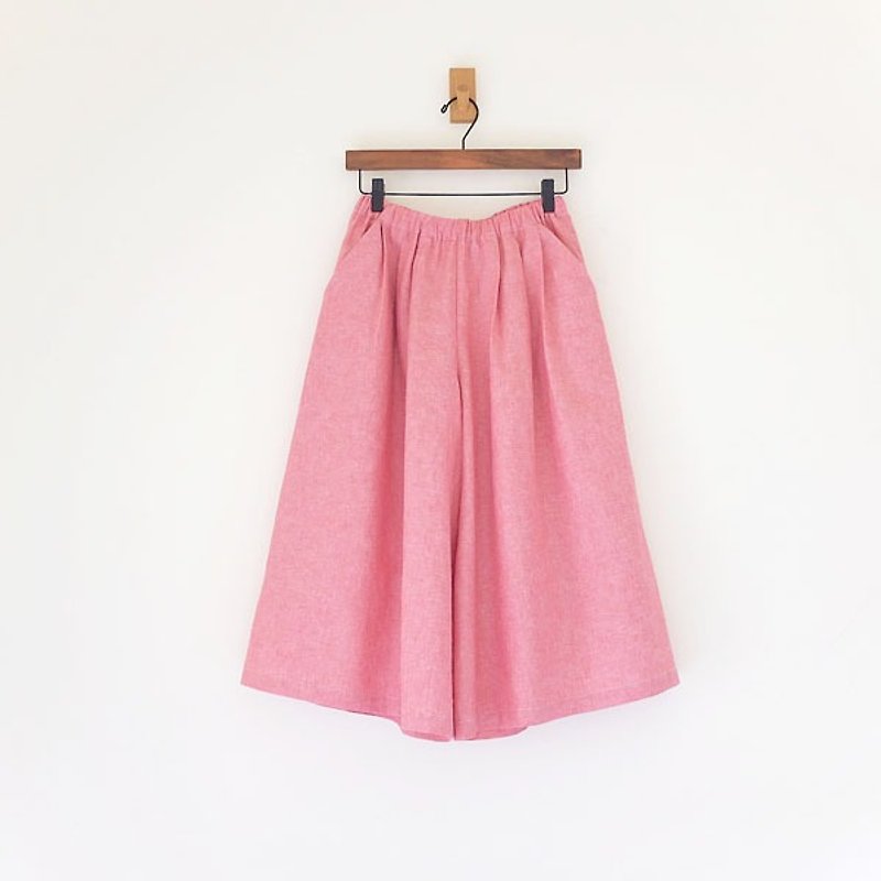 Daily dress. Sugar cream powder eight points wide pants skirt, cotton - Women's Pants - Cotton & Hemp Pink