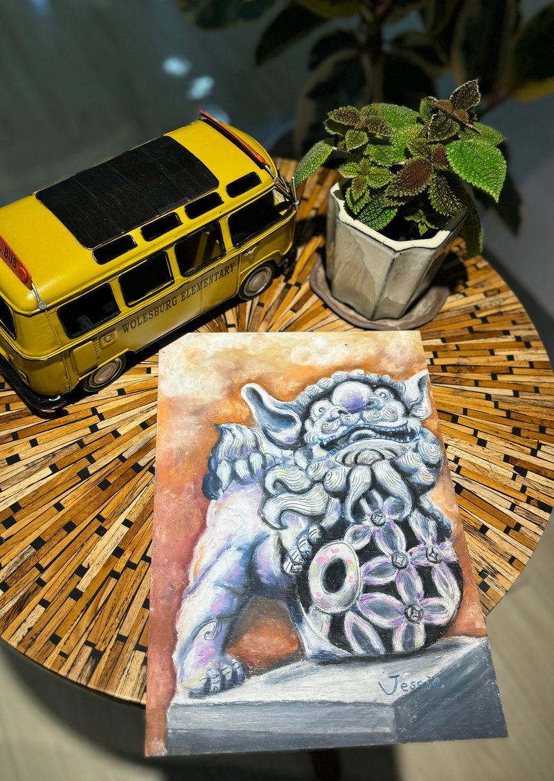 Hand painted Stone lion - Posters - Eco-Friendly Materials 