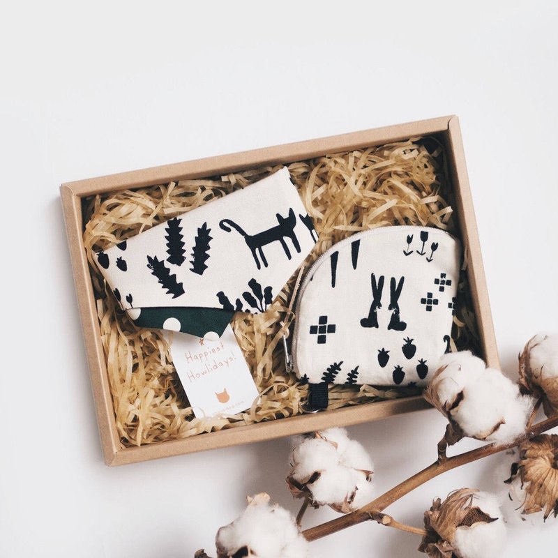 Forest Animals Print Bandana & Pouch - 寵物衣服 - 棉．麻 綠色