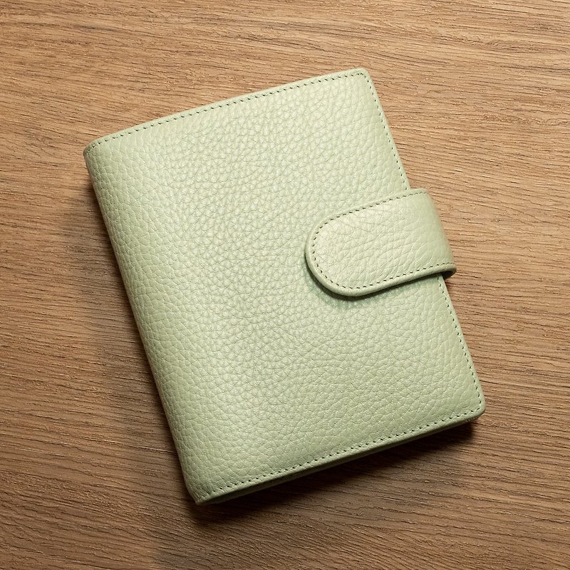A7 6-hole leather loose-leaf handbook | notebook | universal manual - milk green x meters - Notebooks & Journals - Genuine Leather Green