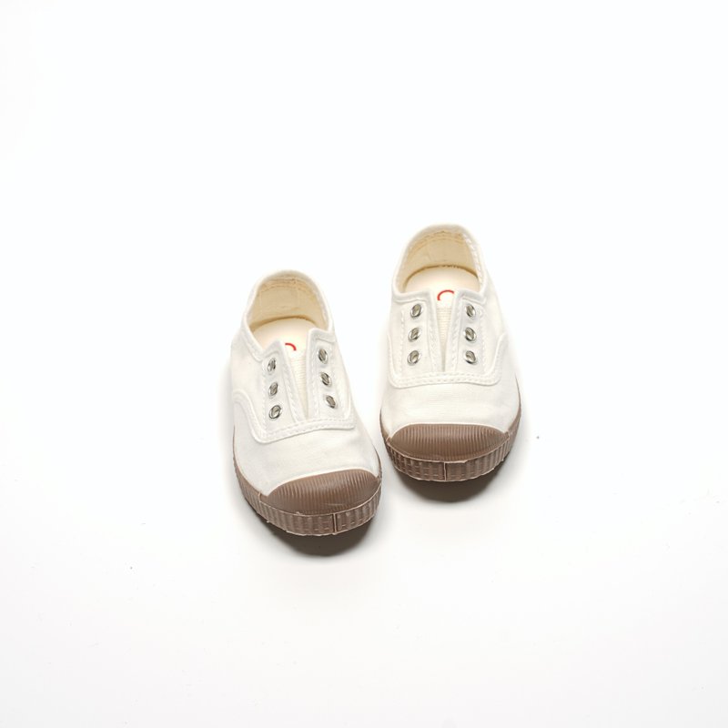 西班牙帆布鞋 CIENTA M70997 05 白色 咖啡底 經典布料 童鞋 - 男/女童鞋 - 棉．麻 白色