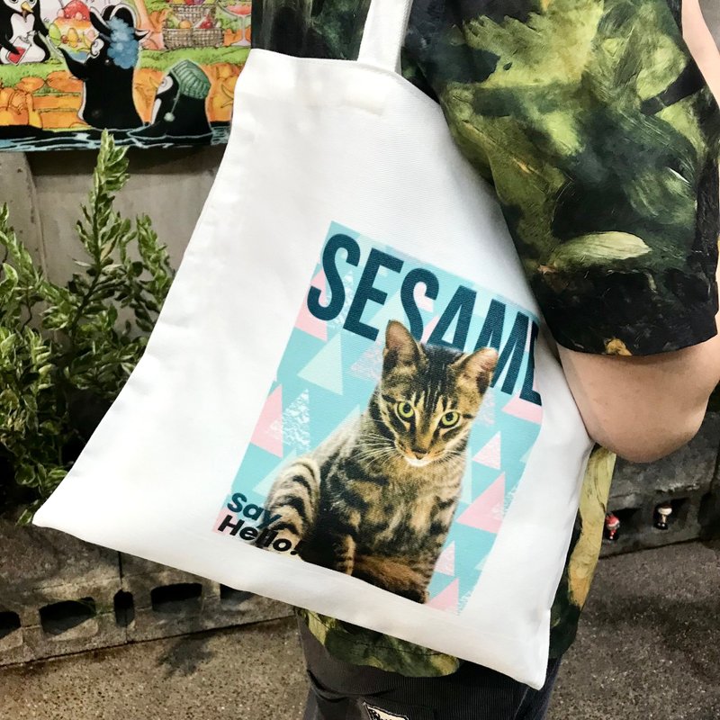 客製化 | 雜誌風格 環保購物袋 可裝A4 直式/橫式 - 手提包/手提袋 - 聚酯纖維 白色
