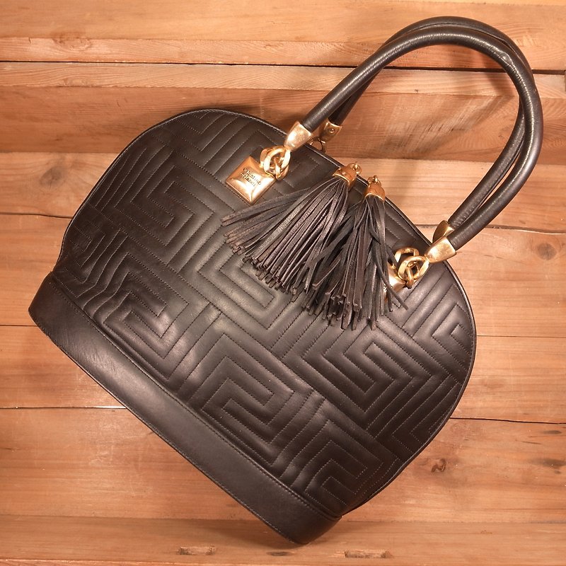 Old bone VALENTINO ORLANDI portable leather shell bag Q72 Vintage - Handbags & Totes - Genuine Leather Black