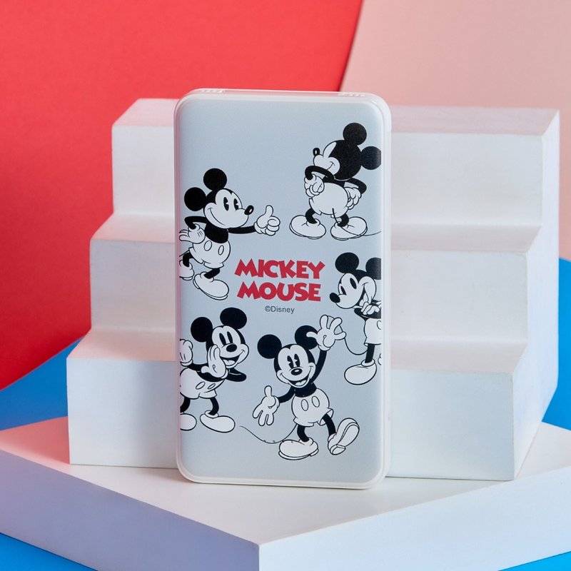 Disney經典米奇款黑白繞圈圈雙線快充10000mAh行動電源 - 行動電源/充電線 - 塑膠 多色