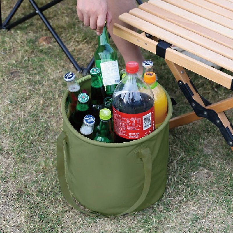 Outdoor camping portable portable folding large capacity PVC canvas bucket 20L - ชุดเดินป่า - วัสดุกันนำ้ สีเขียว