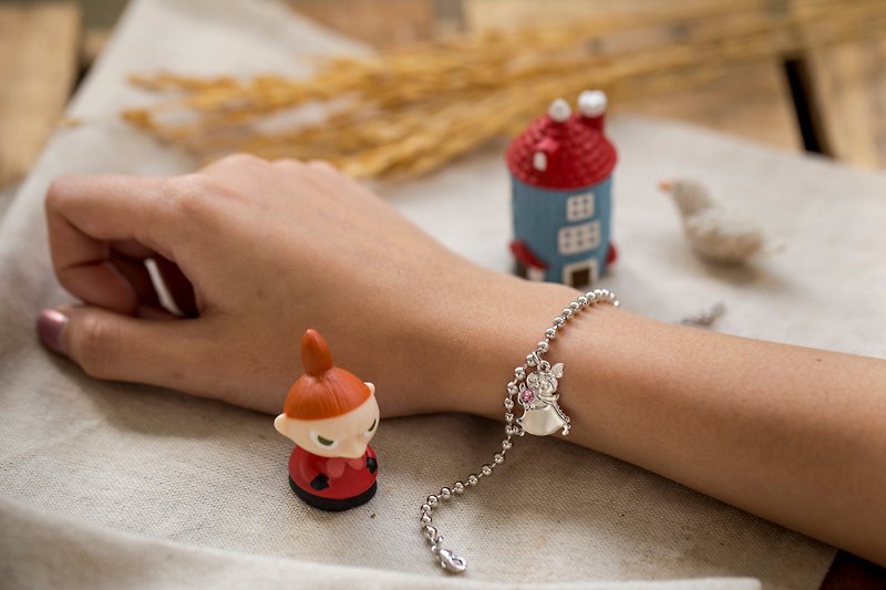 Bracelet with Pink Crystal -  Little MY pendant - 手鍊/手環 - 其他金屬 粉紅色