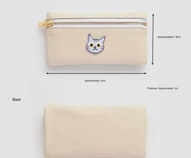 トップファスナーポーチ 【 simple ワッペン 猫 】 刺繍 ポーチ