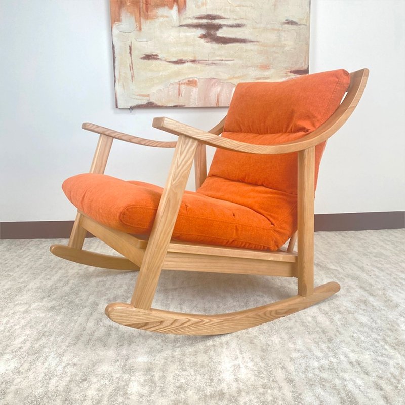 All solid wood ash wood armchair rocking chair single chair handmade Nordic style single sofa - Chairs & Sofas - Wood Brown