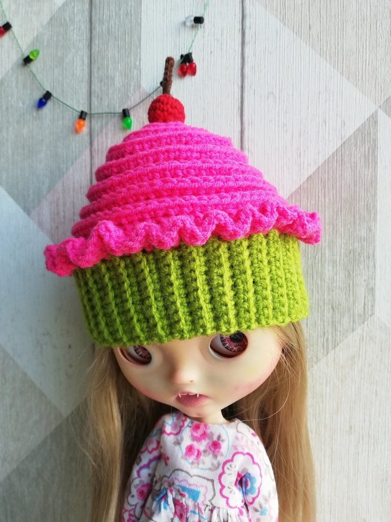 Blythe doll hat Cupcake - 公仔/玩偶 - 棉．麻 粉紅色
