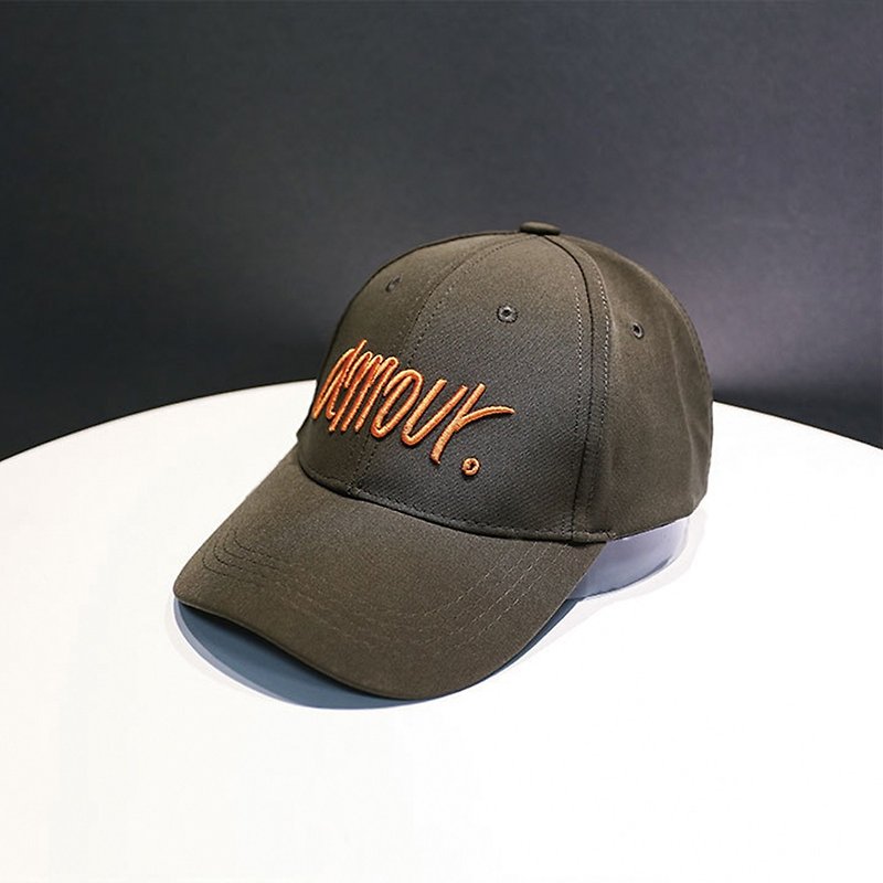 Three-dimensional embroidery and delicate cotton cap:: Army Green:: - Hats & Caps - Cotton & Hemp Green