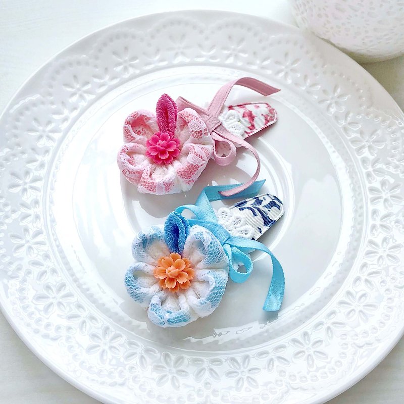 And wind cloth flower lace ribbon resin flower child child drop clip bangs clip - Baby Accessories - Other Materials White