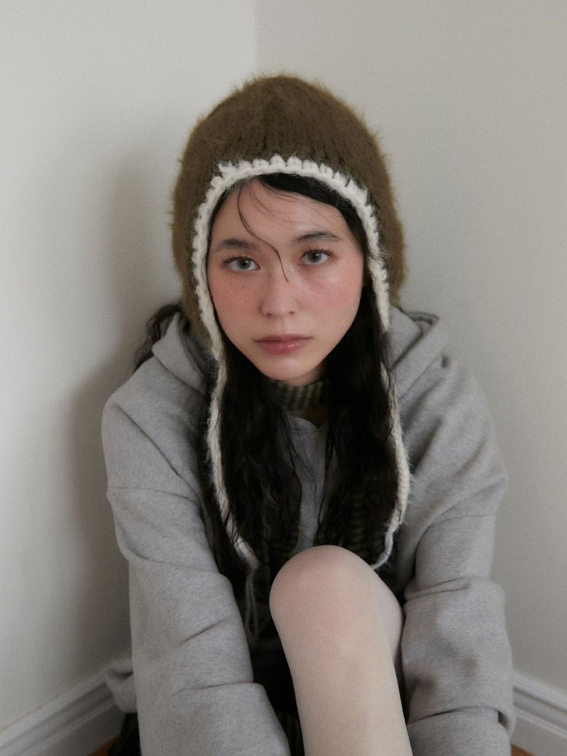 STITCH EARFLAP BEANIE (KHAKI) - 帽子 - 其他材質 卡其色