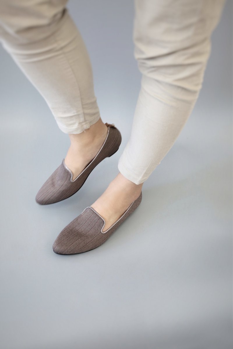 Ethel Loafers (低跟) 英倫系 | WL - 女牛津鞋/樂福鞋 - 棉．麻 咖啡色