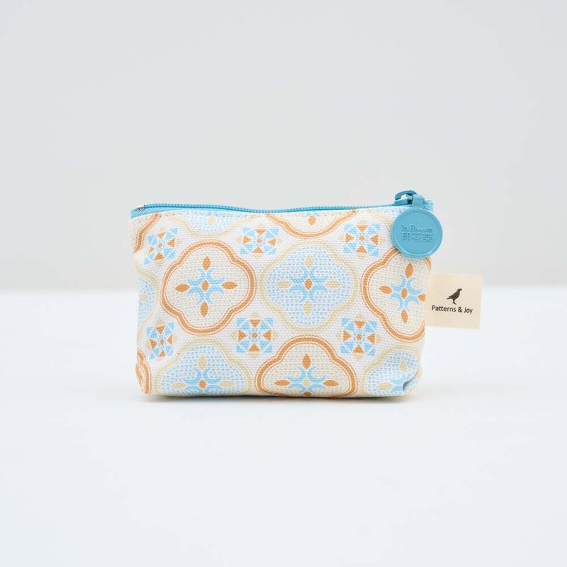 Small things zipper bag/glass begonia/nuanyang sweet apricot - กระเป๋าใส่เหรียญ - ผ้าฝ้าย/ผ้าลินิน สีส้ม