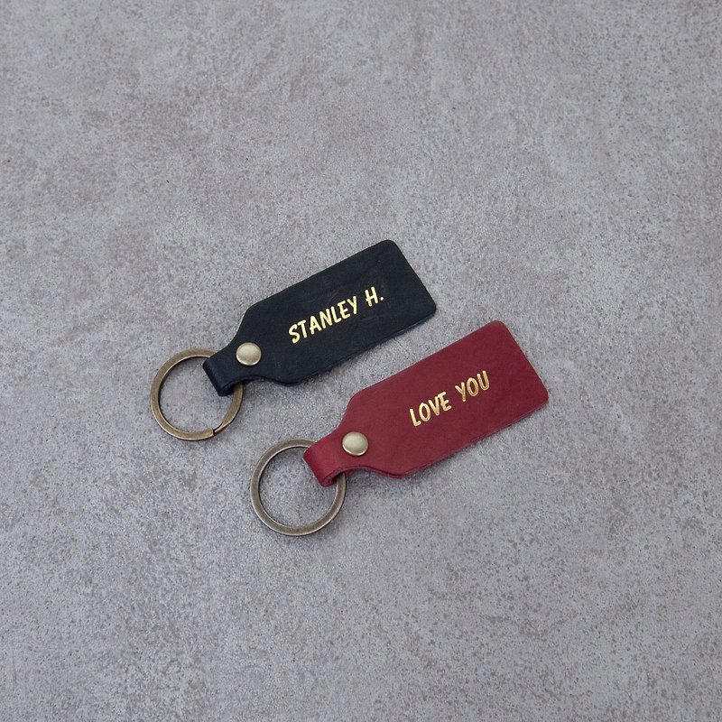 Hot stamping keychain customized birthday gift lover gift - Keychains - Genuine Leather Multicolor