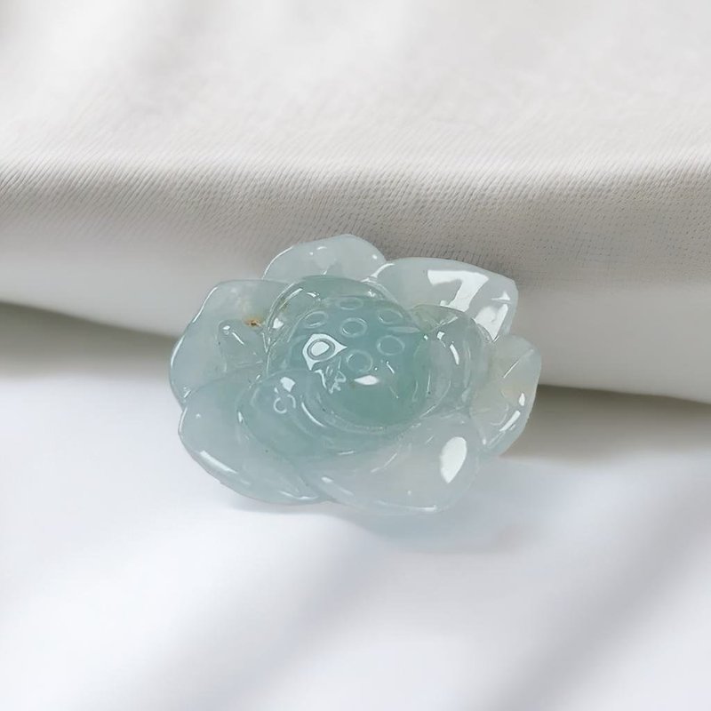 【似玉如花】冰種翡翠蓮花項鍊 | 天然緬甸玉A貨翡翠 | 送禮 - 項鍊 - 玉石 綠色