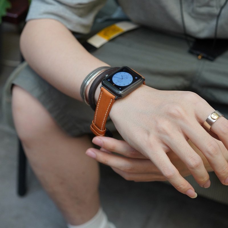Apple watch錶帶/義大利植鞣革真皮錶帶【可定製化】牛皮手錶帶 - 錶帶 - 真皮 