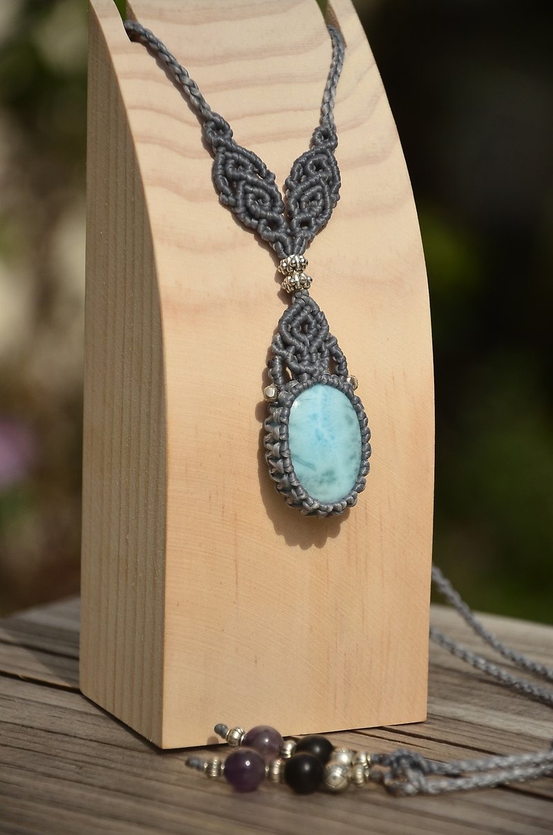 Larimar Macrame Necklace - Necklaces - Gemstone Blue