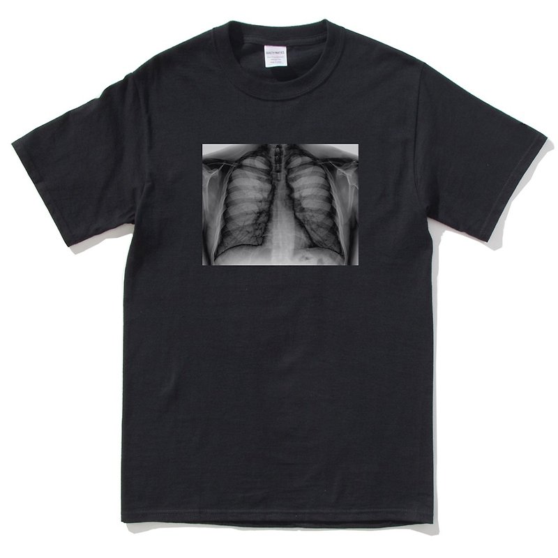 X-Ray Lungs 短袖T恤 黑色 肺部X光交換禮物聖誕設計文青照片趣味 - T 恤 - 棉．麻 黑色