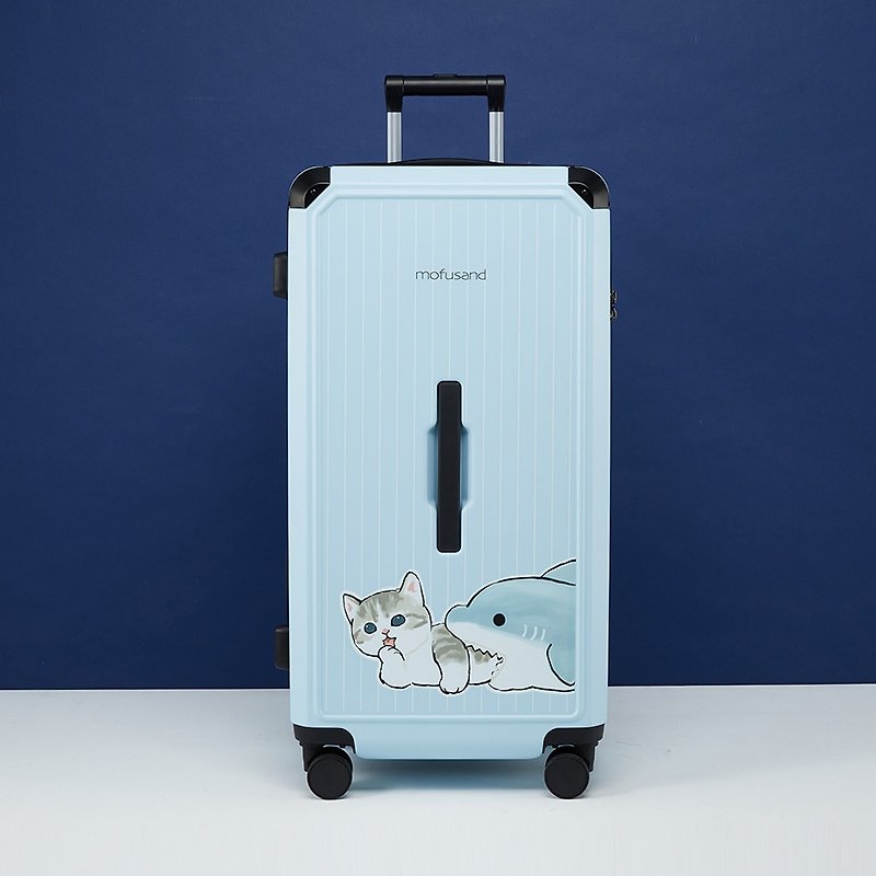 【MOFUSAND】MoFUSAND 28-inch zippered fat box-Mao Shark Blue - กระเป๋าเดินทาง/ผ้าคลุม - พลาสติก สีน้ำเงิน