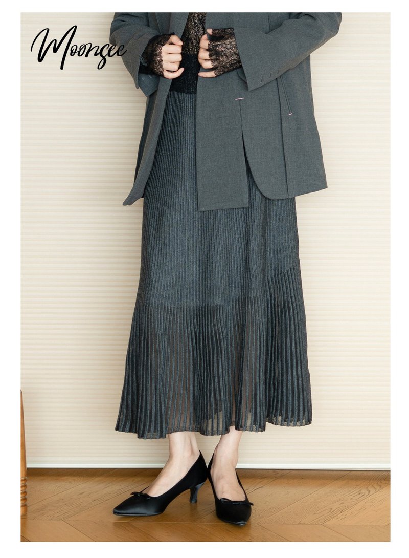 Elegant temperament knitted mesh high waist slim elastic waist fishtail skirt - กระโปรง - เส้นใยสังเคราะห์ 