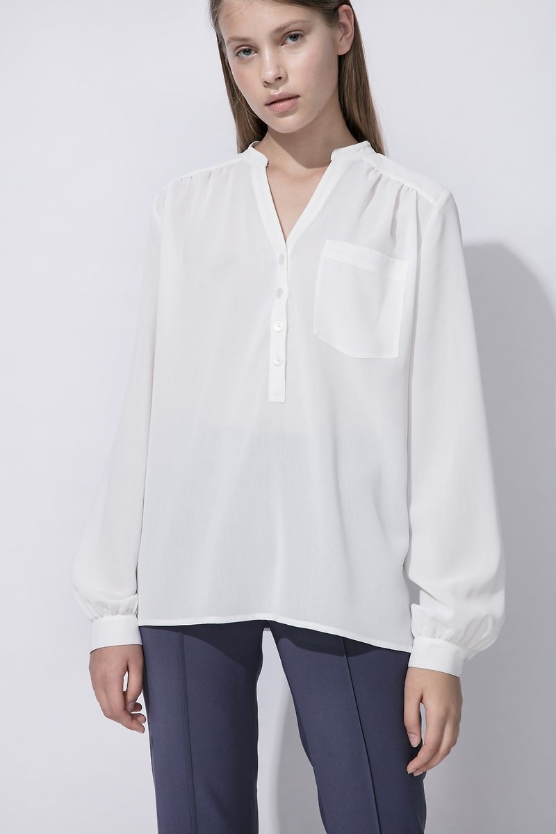 PH白長袖シャーリングシャツ - トップス - その他の素材 ホワイト