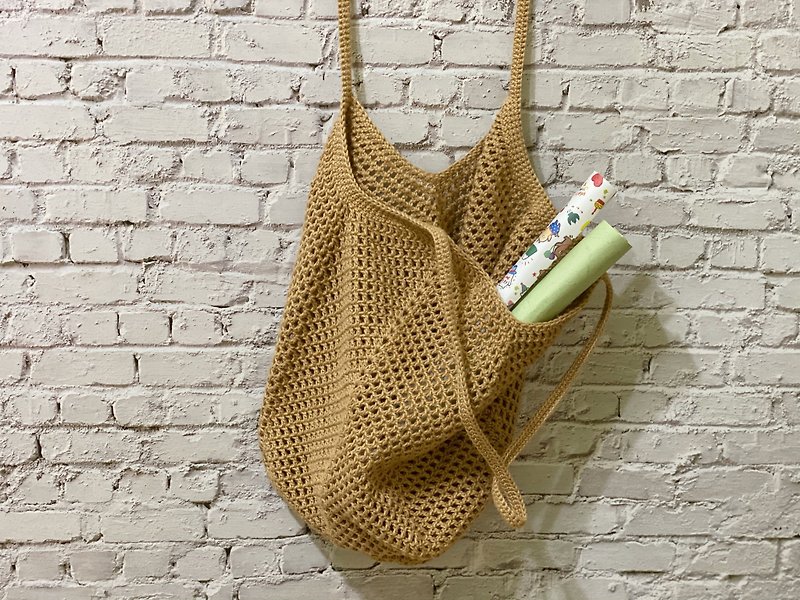 Ramie Handbag Bag Woven Mesh Bag Woven Bag Wool Woven Basket Empty Mesh Bag - Messenger Bags & Sling Bags - Cotton & Hemp 