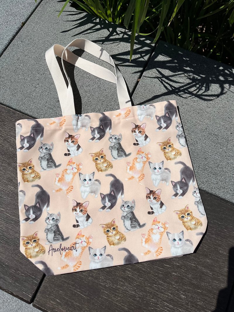 Fresh and cute cat corgi bag - Handbags & Totes - Cotton & Hemp 