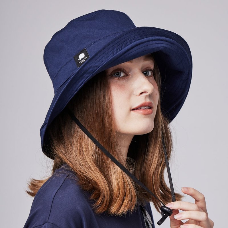 SCANDINAVIAN FOREST Nordic small hedgehog anti-UV anti-splashing sun hat - navy blue - หมวก - ผ้าฝ้าย/ผ้าลินิน 