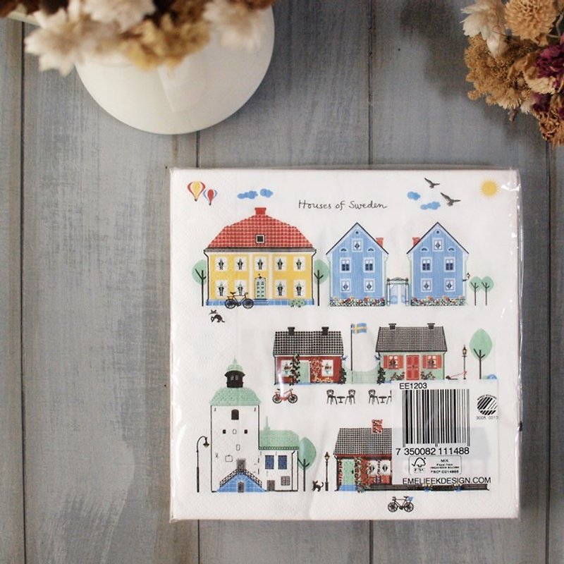 Sweden EMELIE EK Napkin Single Pack – Little House - ผ้ารองโต๊ะ/ของตกแต่ง - กระดาษ หลากหลายสี